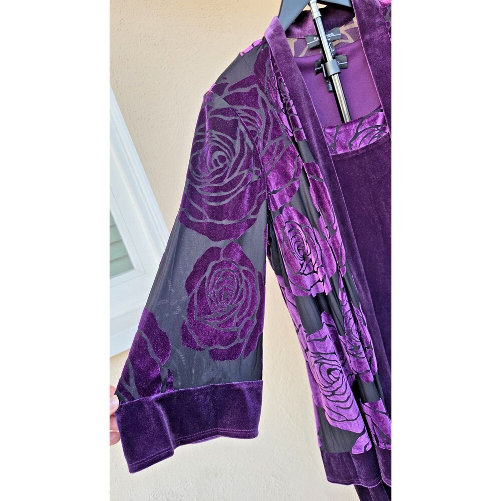 Vtg R&M Richards NWT Plum Purple Velvet Dress Jacket 2 Piece Set Burnout Floral